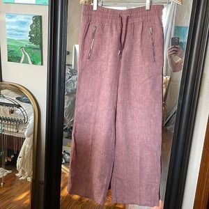 Athleta Tawny Rose/Orchid Pink Cabo Linen Wide Leg pants size 8P -NWOT